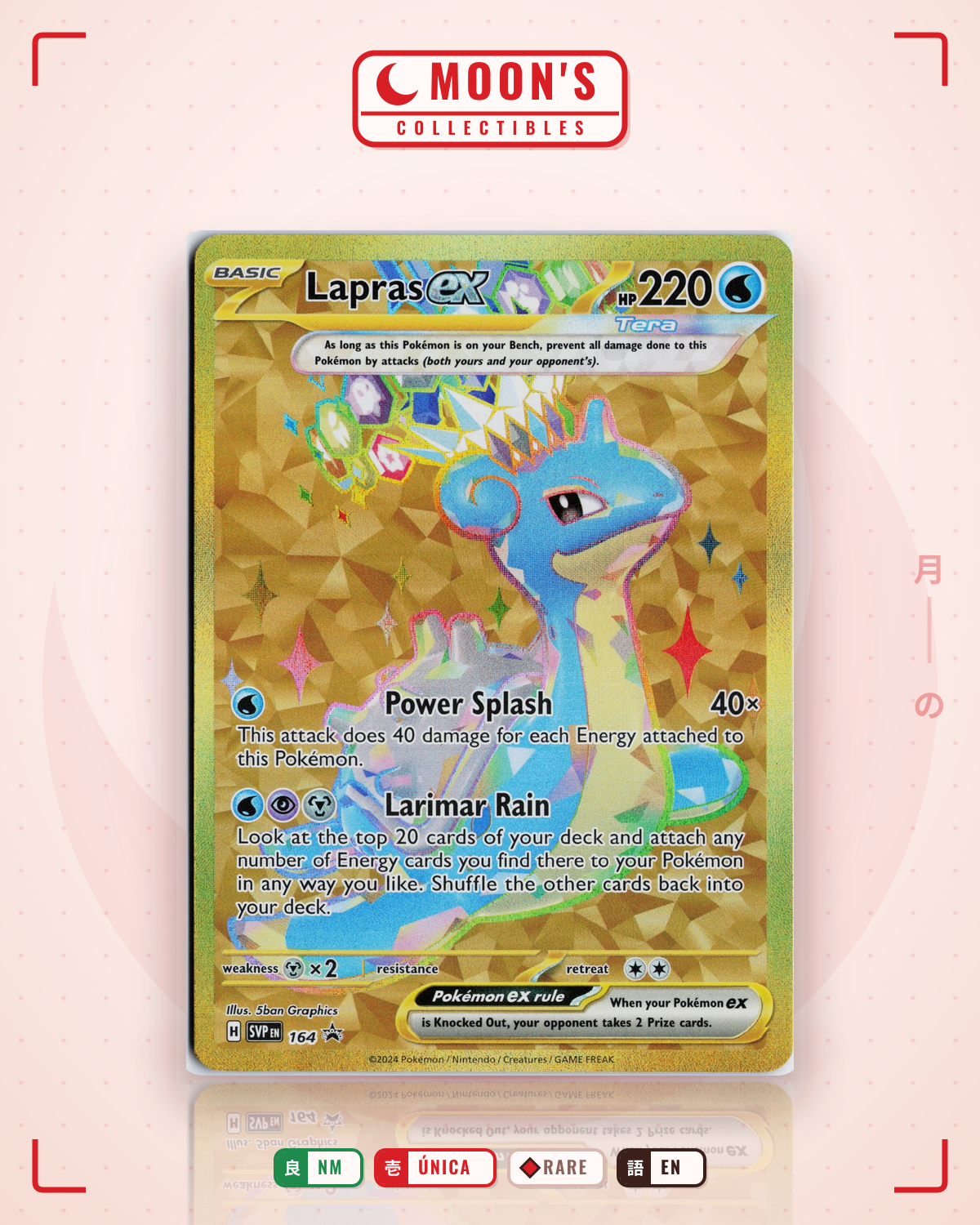 Carta Pokémon Lapras ex · Scarlet & Violet Black Star Promos #164 (NM) — pieza única en Moon's Collectibles México