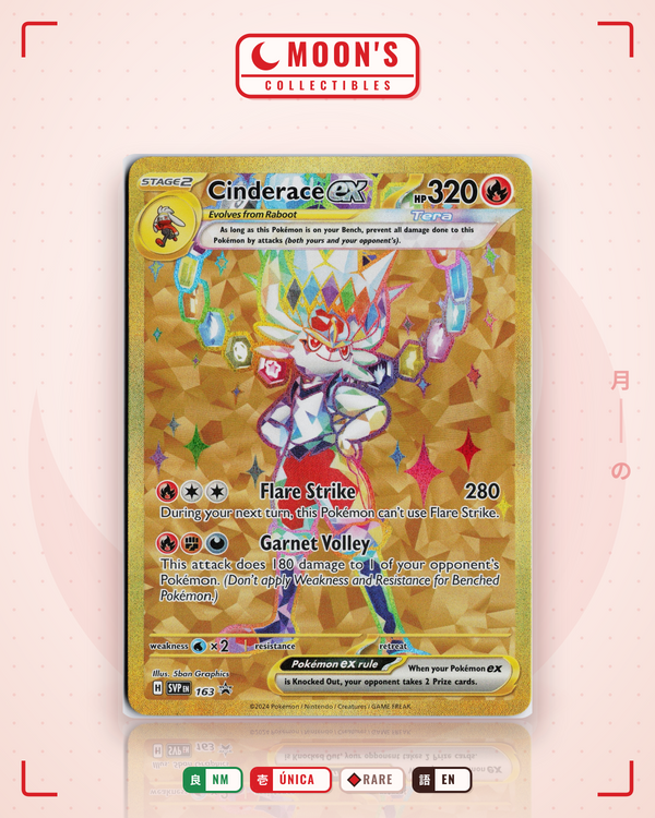 Carta Pokémon Cinderace ex · Scarlet & Violet Black Star Promos #163 (NM) — pieza única en Moon's Collectibles México