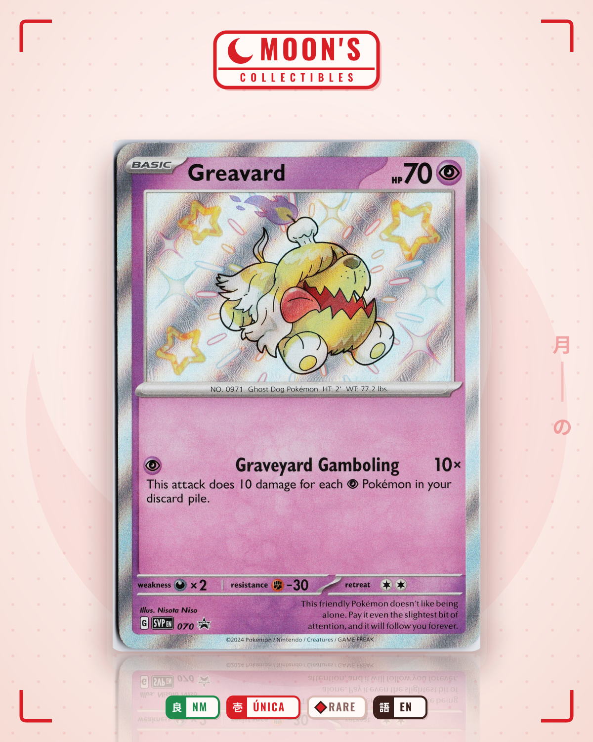 Carta Pokémon Greavard · Scarlet & Violet Black Star Promos #070 (NM) — pieza única en Moon's Collectibles México