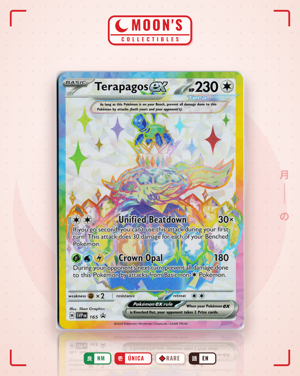 Carta Pokémon Terapagos ex · Scarlet & Violet Black Star Promos #165 (NM) — pieza única en Moon's Collectibles México
