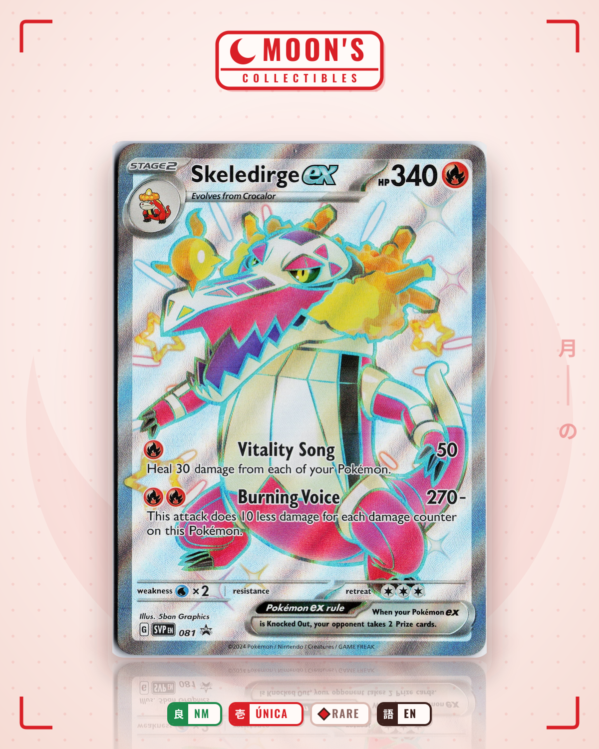 Carta Pokémon Skeledirge ex · Scarlet & Violet Black Star Promos #081 (NM) — pieza única en Moon's Collectibles México