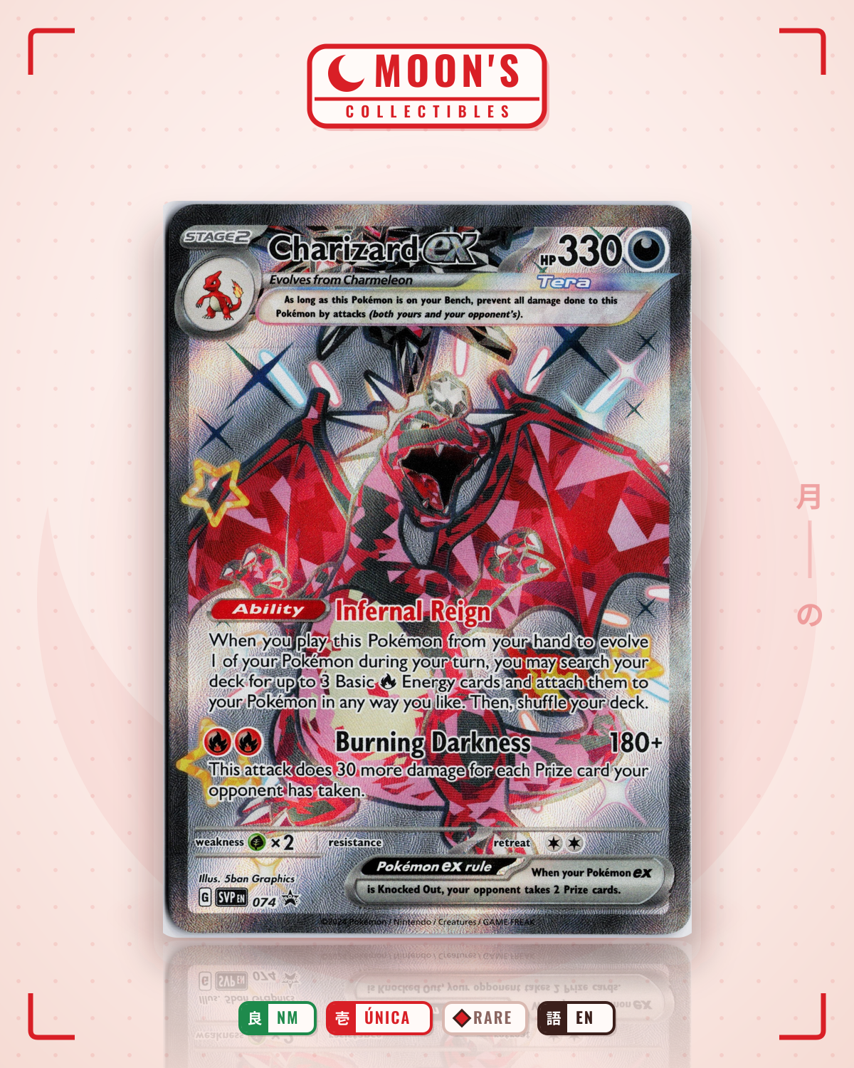 Carta Pokémon Charizard ex · Scarlet & Violet Black Star Promos #074 (NM) — pieza única en Moon's Collectibles México