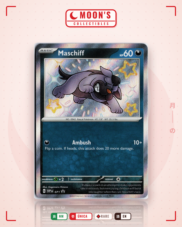 Carta Pokémon Maschiff · Scarlet & Violet Black Star Promos #071 (NM) — pieza única en Moon's Collectibles México