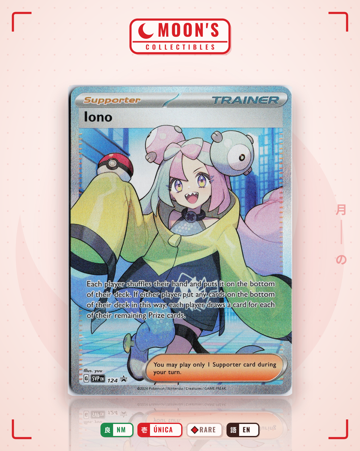 Carta Pokémon Iono · Scarlet & Violet Black Star Promos #124 (NM) — pieza única en Moon's Collectibles México