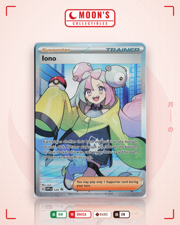 Carta Pokémon Iono · Scarlet & Violet Black Star Promos #124 (NM) — pieza única en Moon's Collectibles México
