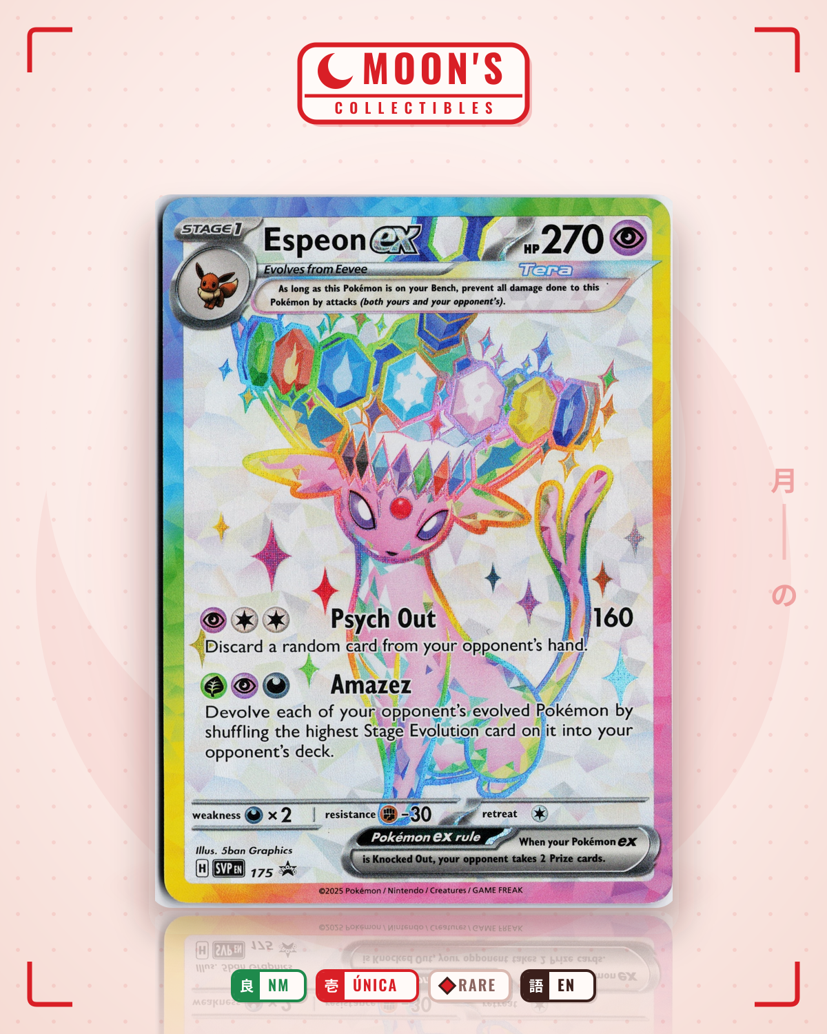 Carta Pokémon Espeon ex · Scarlet & Violet Black Star Promos #175 (NM) — pieza única en Moon's Collectibles México