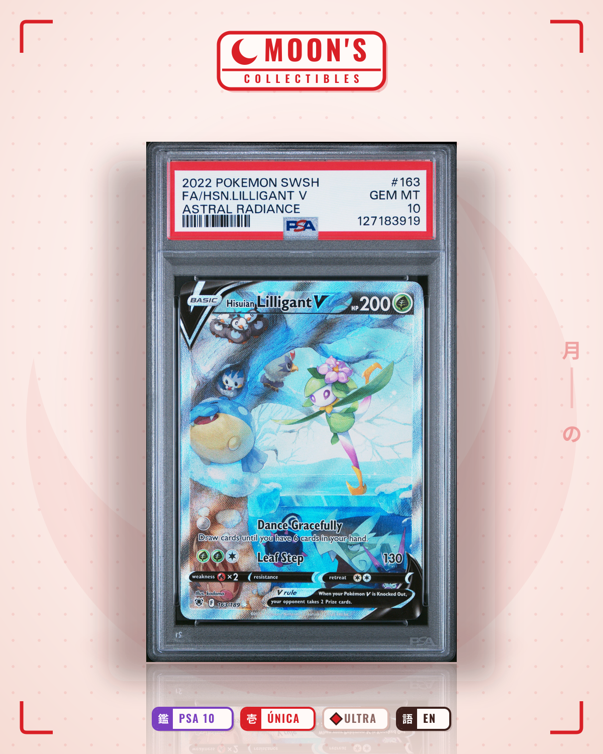 Carta Pokémon Hisuian Lilligant V · Astral Radiance #163/189 (PSA 10) — pieza única en Moon's Collectibles México