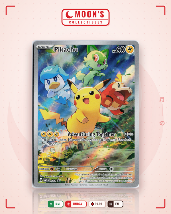 Carta Pokémon Pikachu · Scarlet & Violet Black Star Promos #027 (NM) — pieza única en Moon's Collectibles México