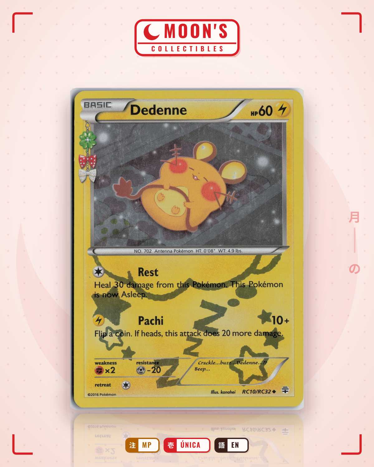 Carta Pokémon Dedenne · Generations #RC10/RC32 (MP) — pieza única en Moon's Collectibles México