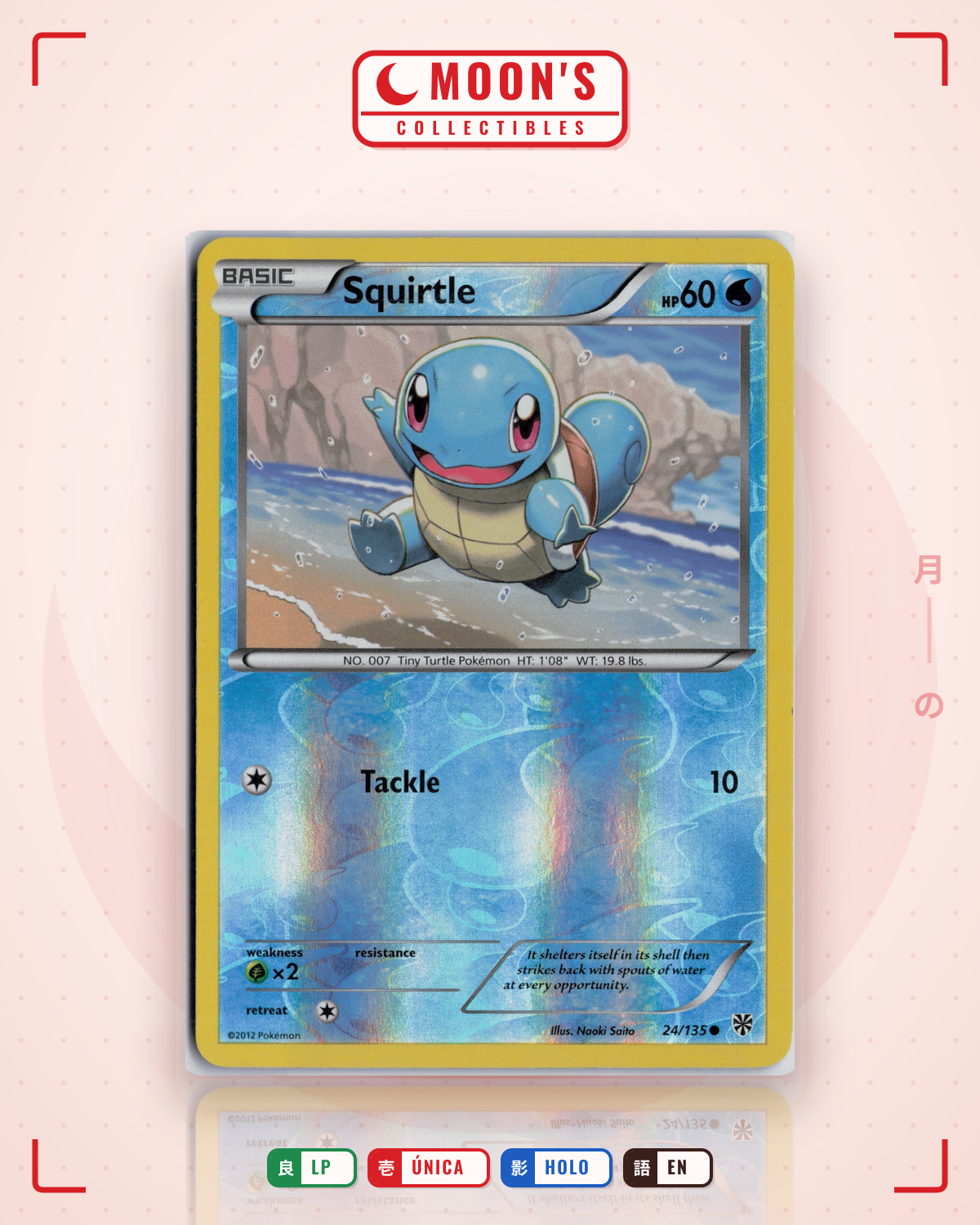 Carta Pokémon Squirtle · Plasma Storm #24/135 (LP) — pieza única en Moon's Collectibles México