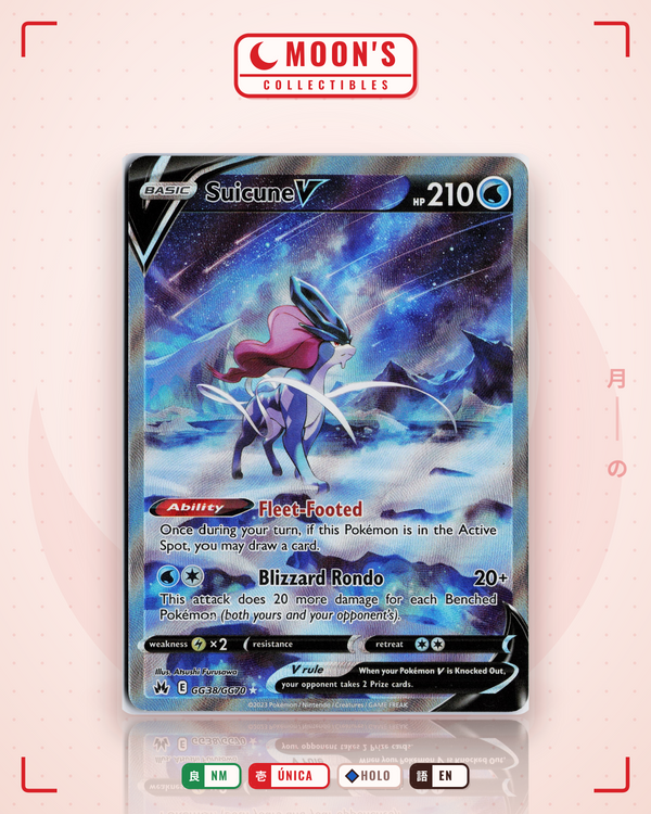 Carta Pokémon Suicune V · Crown Zenith Galarian Gallery #GG38/GG70 (NM) — pieza única en Moon's Collectibles México