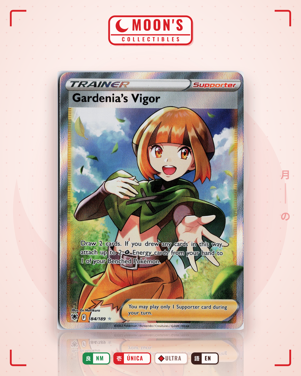 Carta Pokémon Gardenia's Vigor · Astral Radiance #184/189 (NM) — pieza única en Moon's Collectibles México