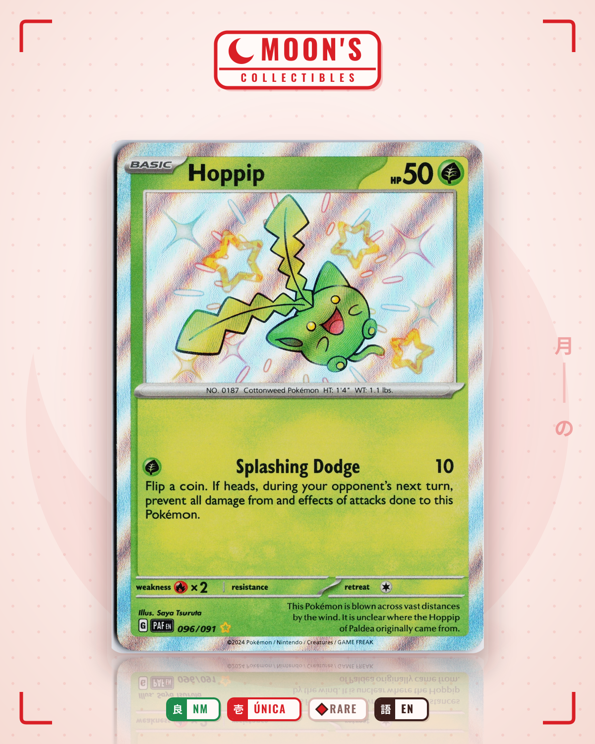 Carta Pokémon Hoppip · Paldean Fates #096/091 (NM) — pieza única en Moon's Collectibles México