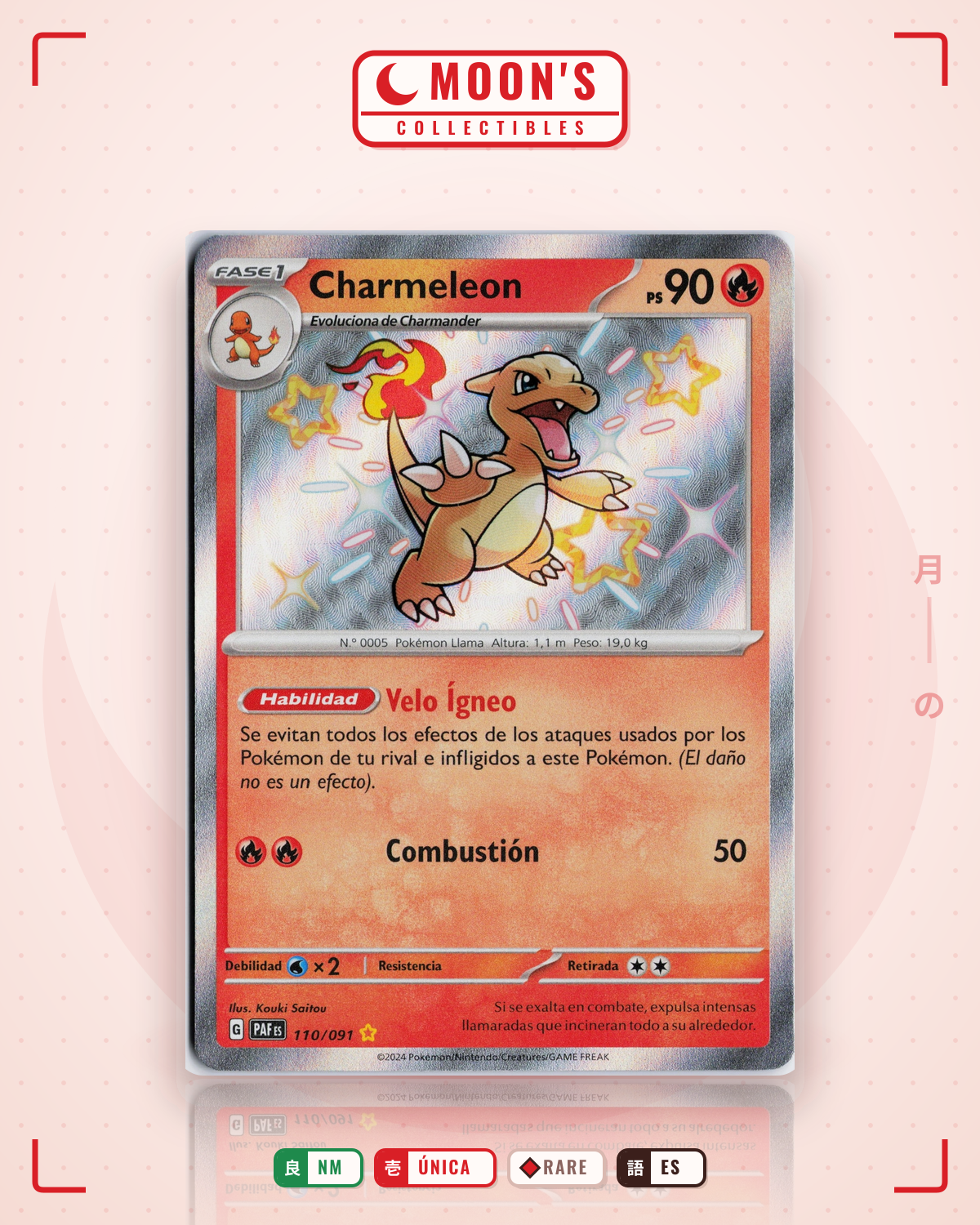 Carta Pokémon Charmeleon · Paldean Fates #110/091 (NM) — pieza única en Moon's Collectibles México