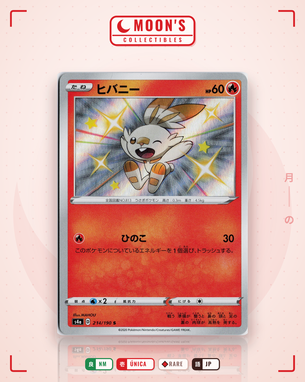 Carta Pokémon ヒバニー · シャイニースターV #214/190 (NM) — pieza única en Moon's Collectibles México