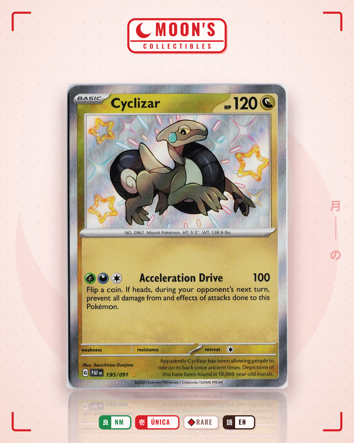 Carta Pokémon Cyclizar · Paldean Fates #195/091 (NM) — pieza única en Moon's Collectibles México