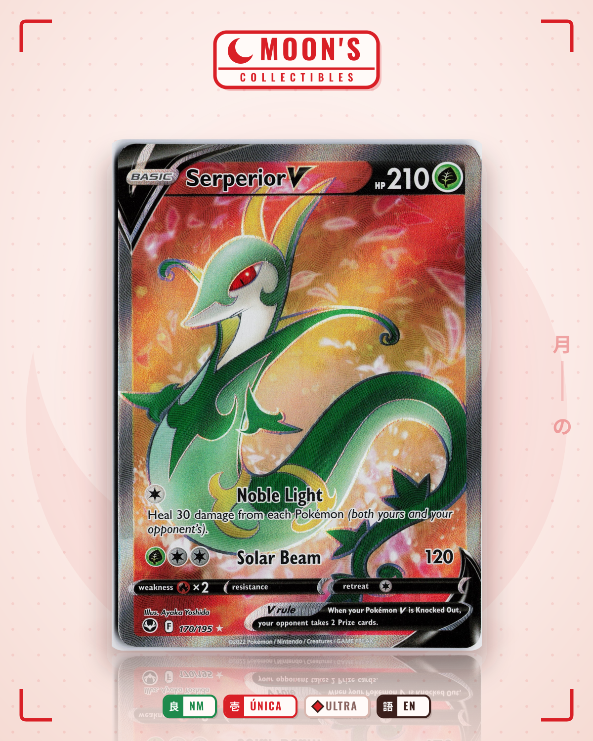 Carta Pokémon Serperior V · Silver Tempest #170/195 (NM) — pieza única en Moon's Collectibles México