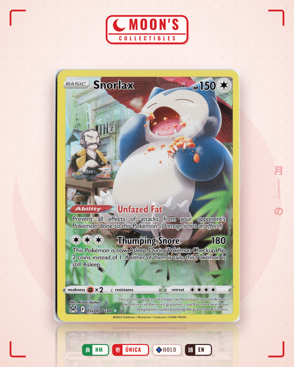 Carta Pokémon Snorlax · Lost Origin Trainer Gallery #TG10/TG30 (NM) — pieza única en Moon's Collectibles México