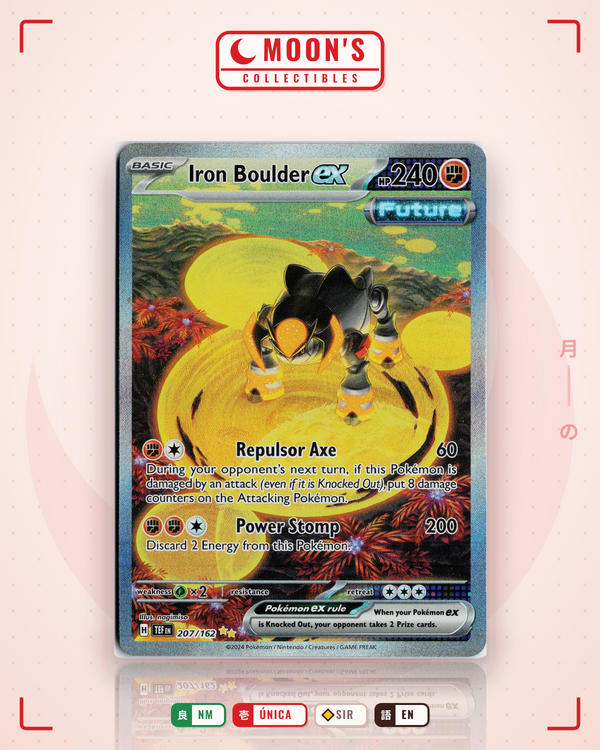 Carta Pokémon Iron Boulder ex · Temporal Forces #207/162 (NM) — pieza única en Moon's Collectibles México