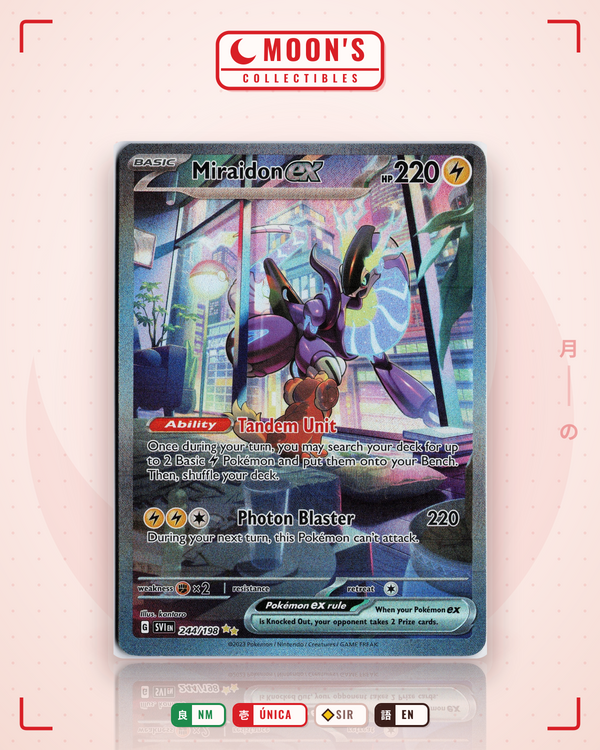 Carta Pokémon Miraidon ex · Scarlet & Violet #244/198 (NM) — pieza única en Moon's Collectibles México