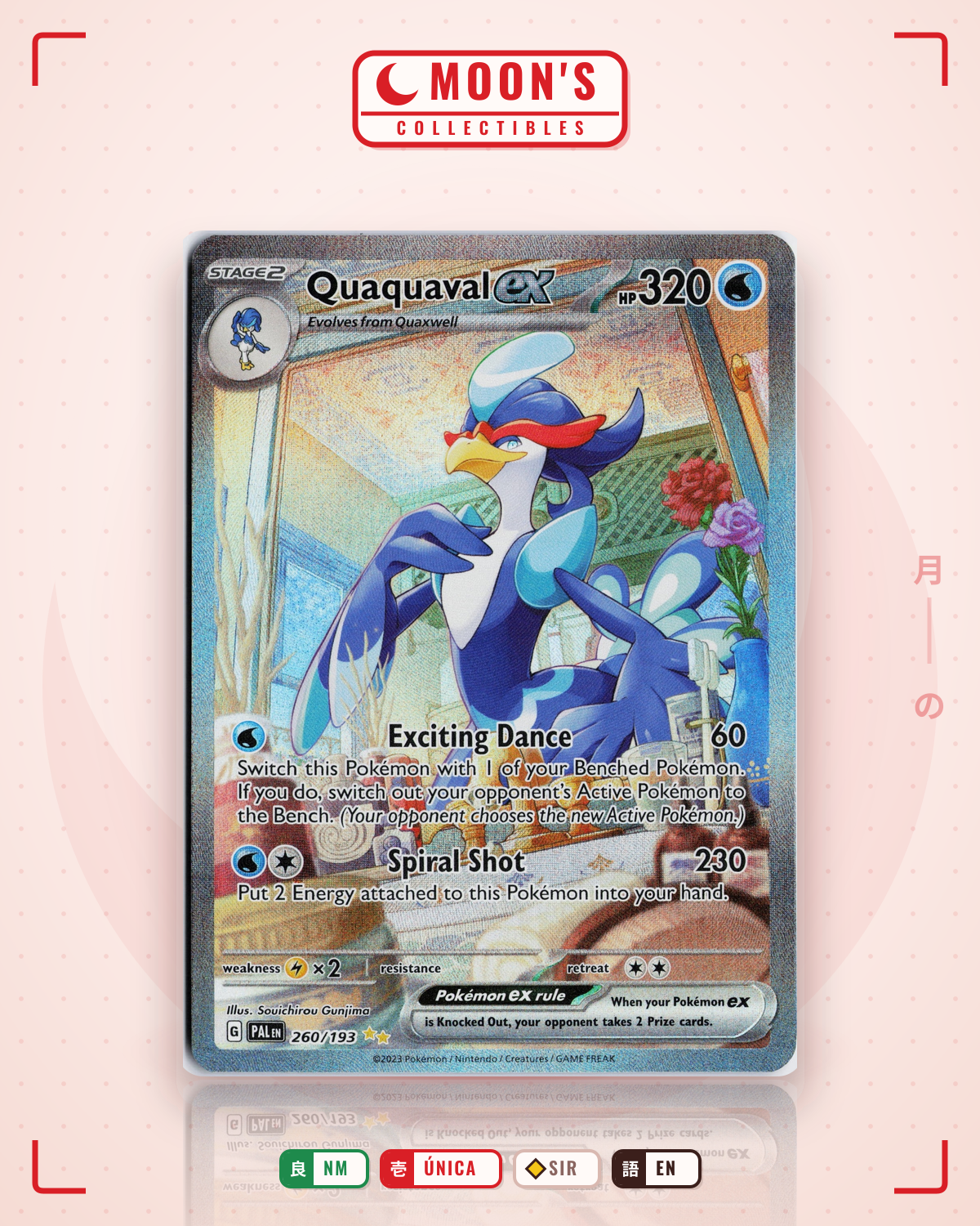 Carta Pokémon Quaquaval ex · Paldea Evolved #260/193 (NM) — pieza única en Moon's Collectibles México