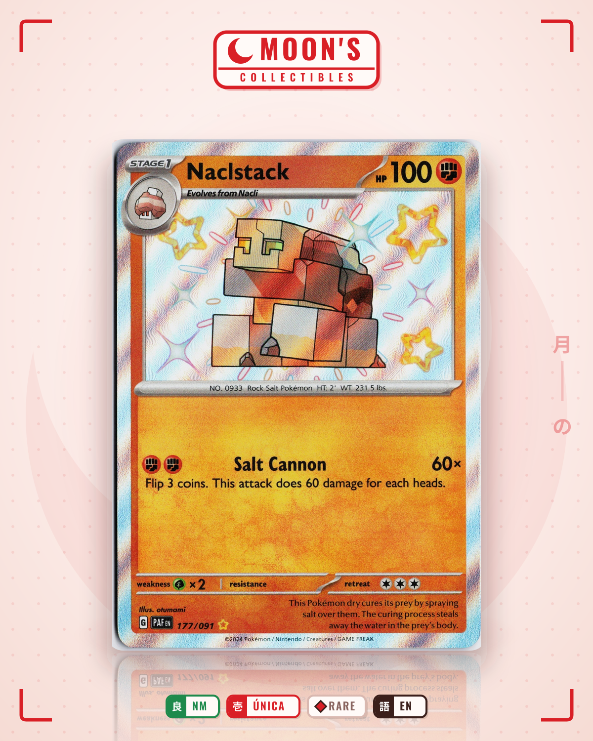 Carta Pokémon Naclstack · Paldean Fates #177/091 (NM) — pieza única en Moon's Collectibles México