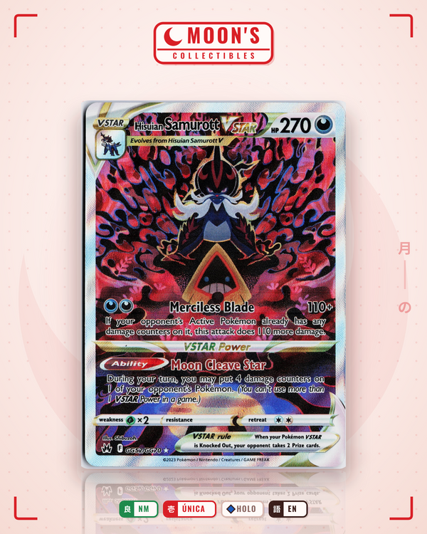 Carta Pokémon Hisuian Samurott VSTAR · Crown Zenith Galarian Gallery #GG52/GG70 (NM) — pieza única en Moon's Collectibles México