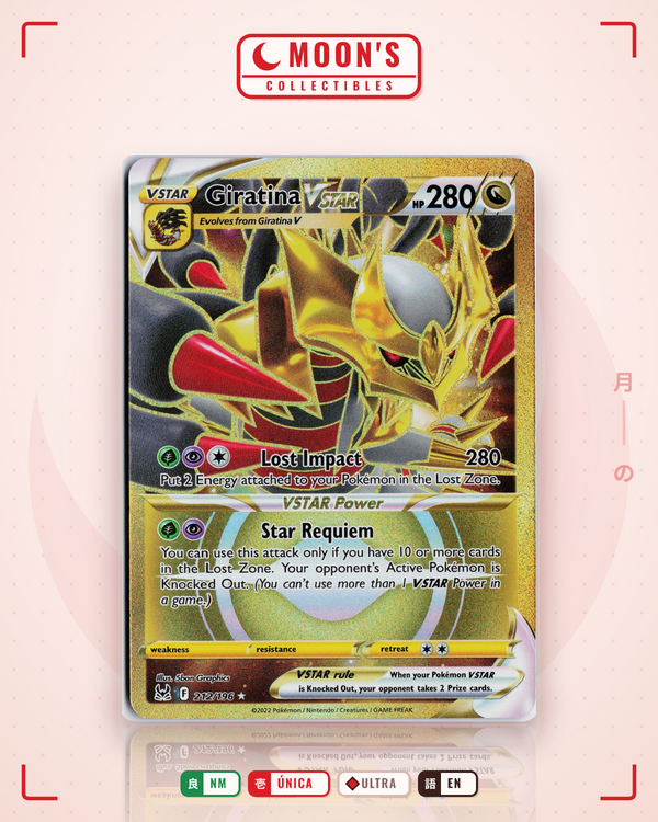 Carta Pokémon Giratina VSTAR · Lost Origin #212/196 (NM) — pieza única en Moon's Collectibles México