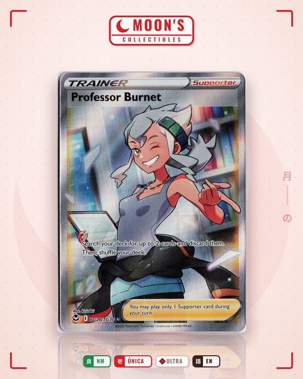 Carta Pokémon Professor Burnet · Silver Tempest Trainer Gallery #TG26/TG30 (NM) — pieza única en Moon's Collectibles México