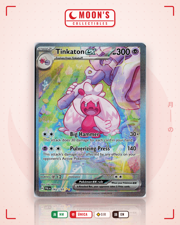 Carta Pokémon Tinkaton ex · Paldea Evolved #262/193 (NM) — pieza única en Moon's Collectibles México
