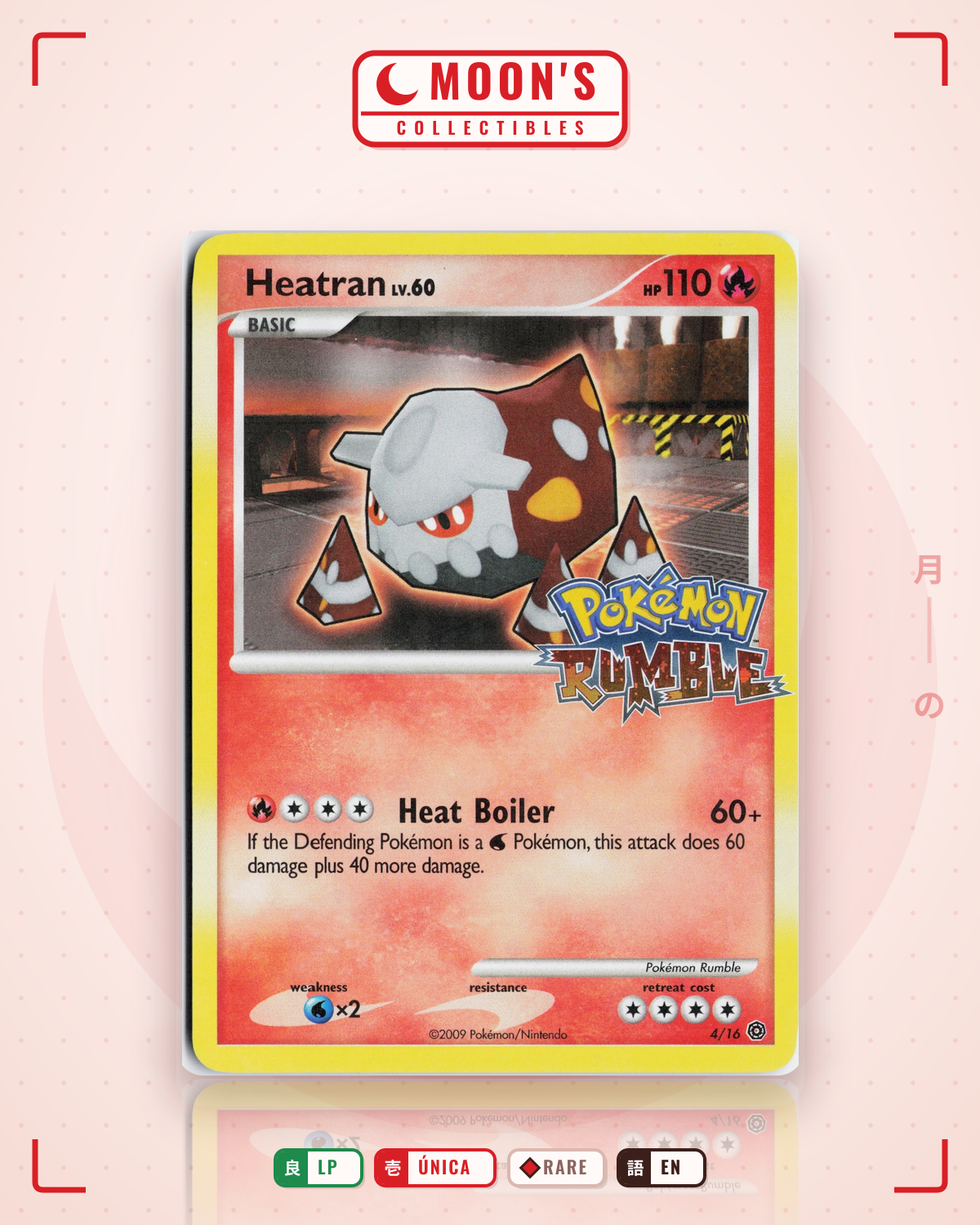 Carta Pokémon Heatran · Pokémon Rumble #4/16 (LP) — pieza única en Moon's Collectibles México