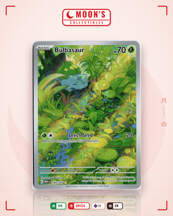 Carta Pokémon Bulbasaur · 151 #166/165 (NM) — pieza única en Moon's Collectibles México