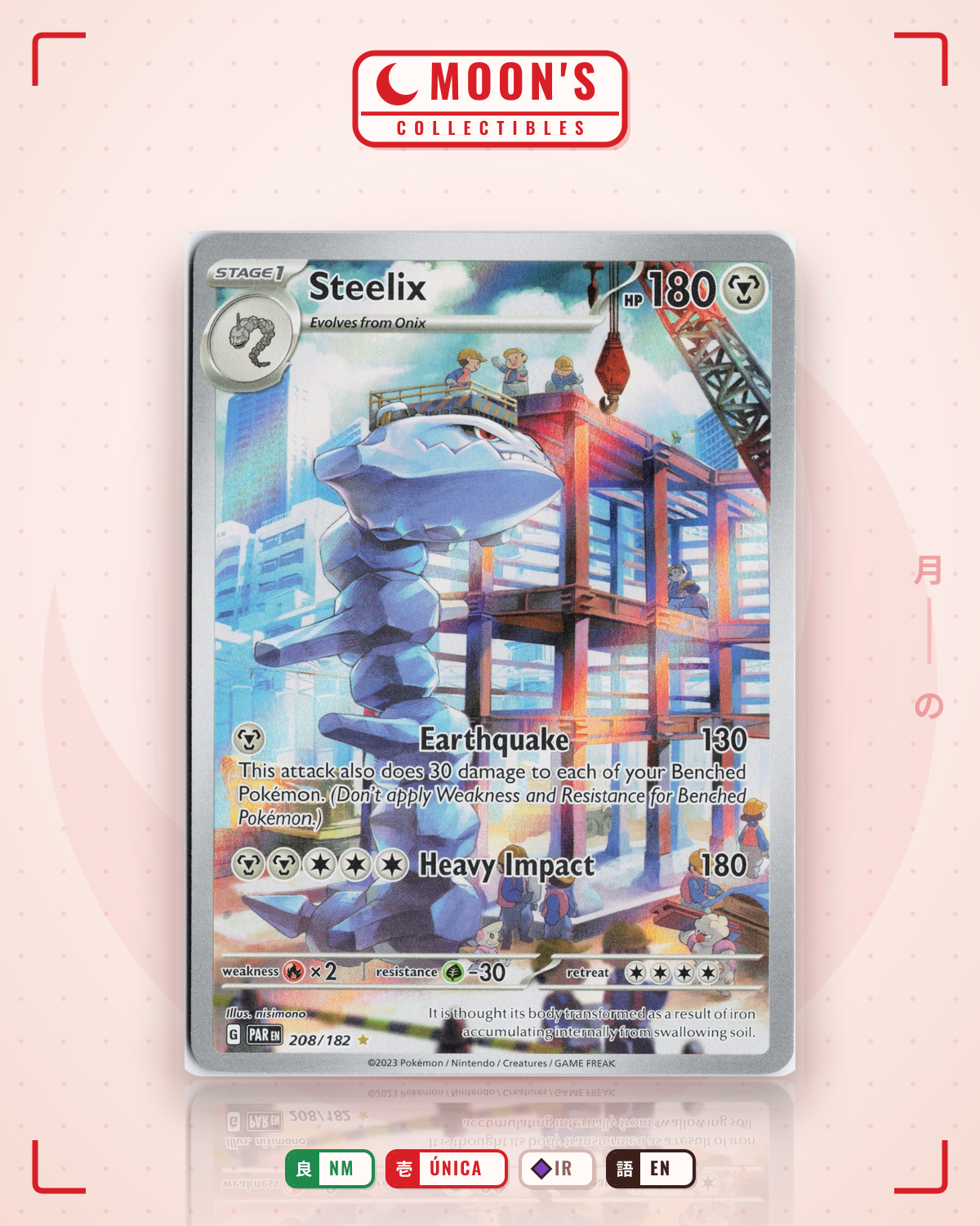 Carta Pokémon Steelix · Paradox Rift #208/182 (NM) — pieza única en Moon's Collectibles México