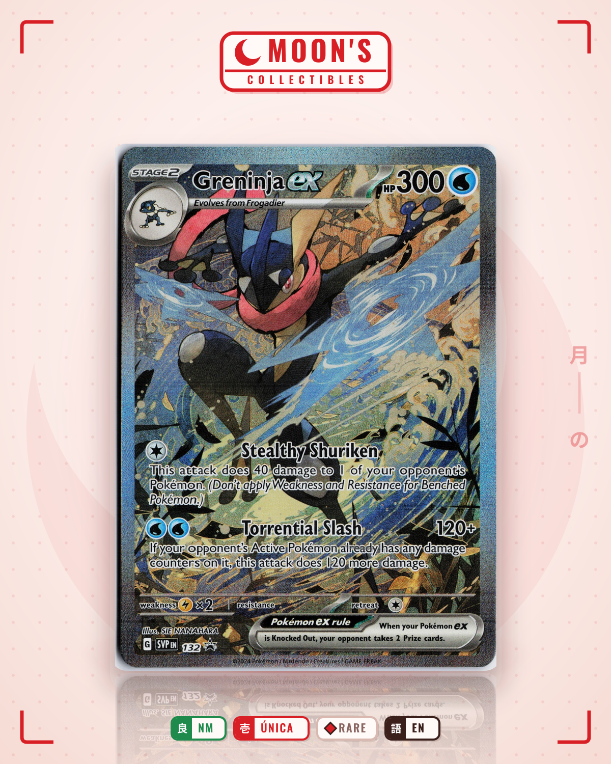 Carta Pokémon Greninja ex · Scarlet & Violet Black Star Promos #132 (NM) — pieza única en Moon's Collectibles México
