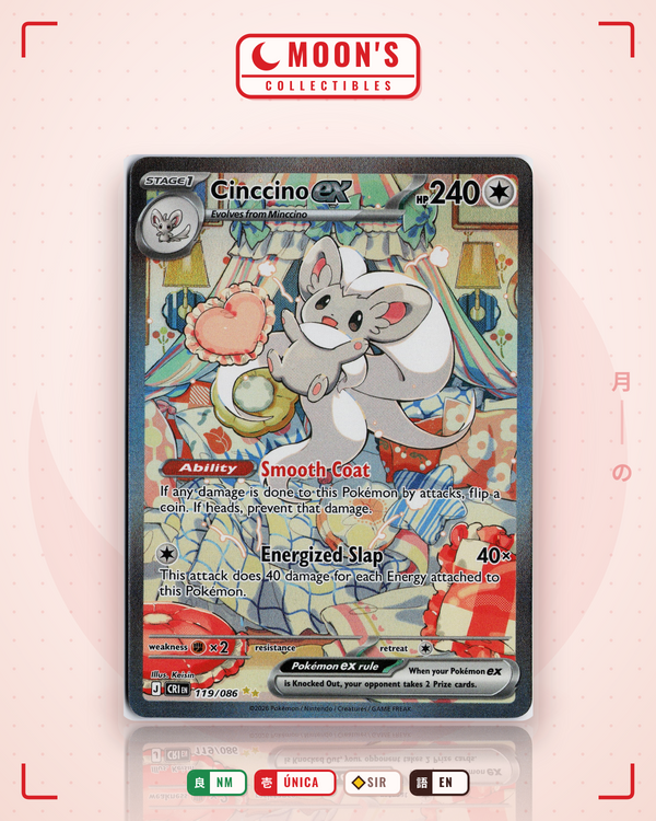 Carta Pokémon Cinccino ex · Chaos Rising #119/086 (NM) — pieza única en Moon's Collectibles México