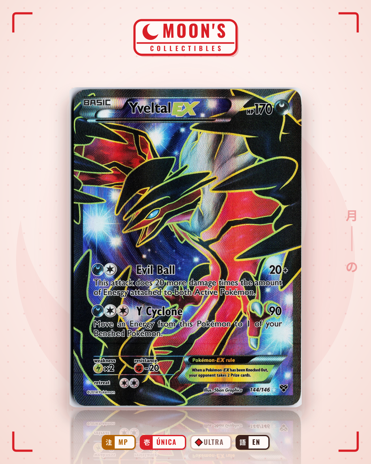 Carta Pokémon Yveltal-EX · XY #144/146 (MP) — pieza única en Moon's Collectibles México
