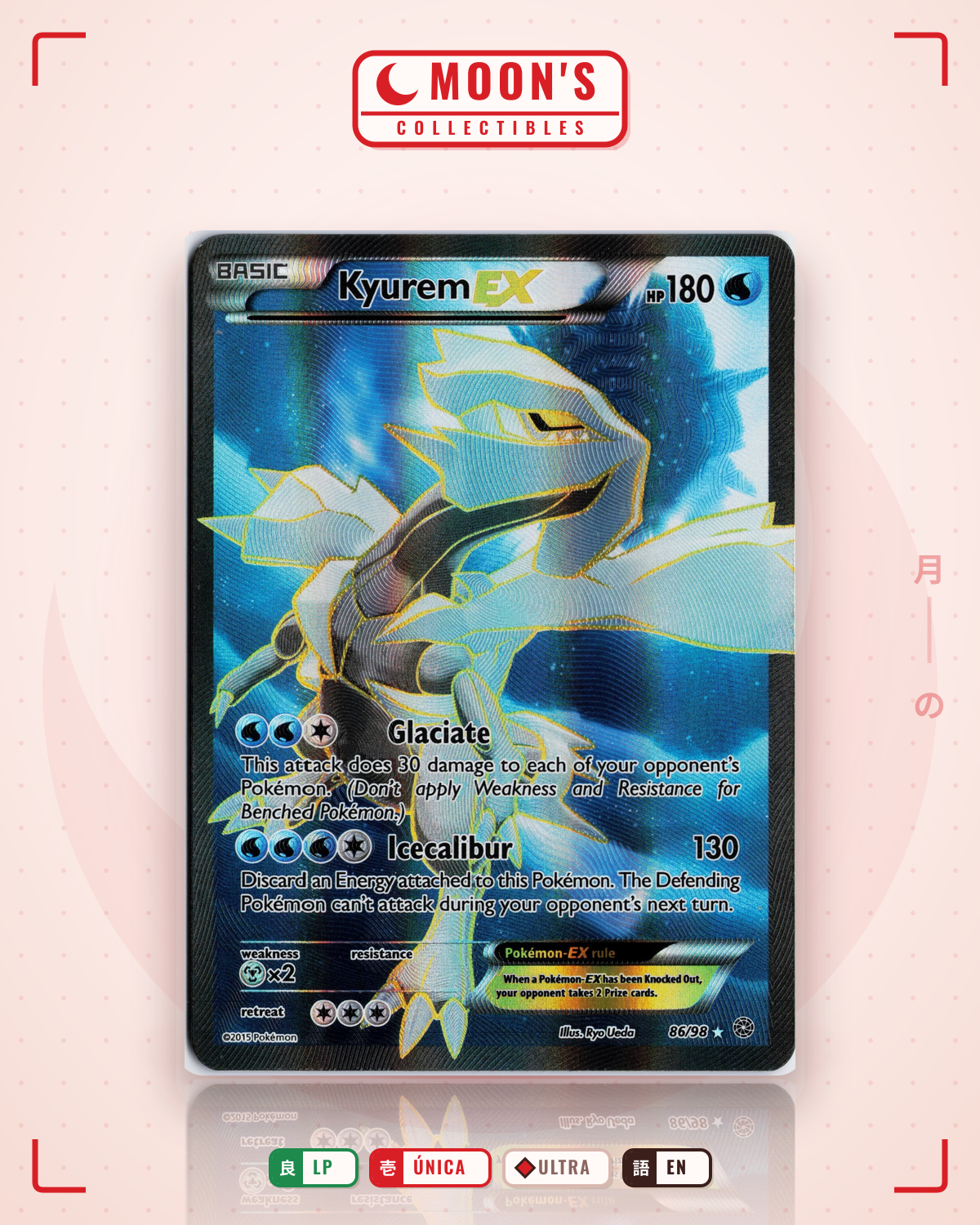 Carta Pokémon Kyurem-EX · Ancient Origins #86/98 (LP) — pieza única en Moon's Collectibles México