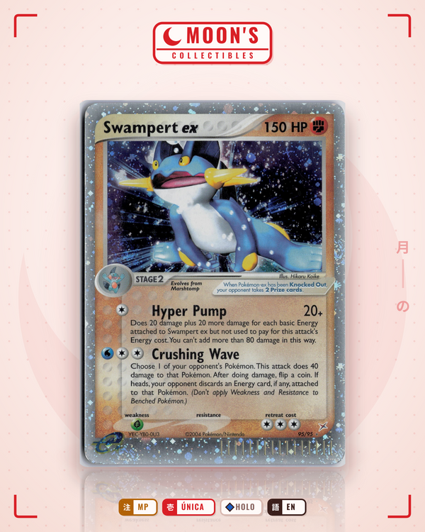 Carta Pokémon Swampert ex · Team Magma vs Team Aqua #95/95 (MP) — pieza única en Moon's Collectibles México