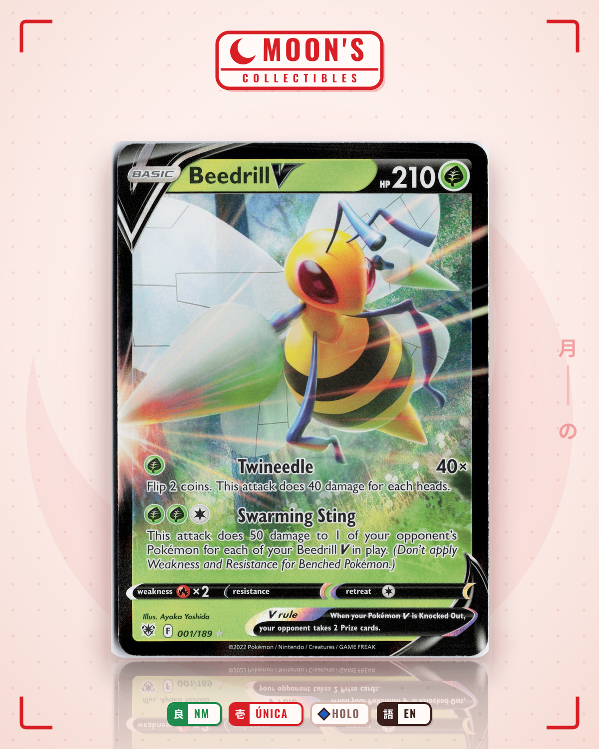 Carta Pokémon Beedrill V · Astral Radiance #001/189 (NM) — pieza única en Moon's Collectibles México