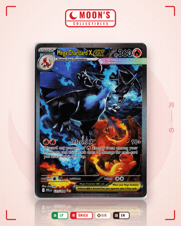 Carta Pokémon Mega Charizard X ex · Phantasmal Flames #125/094 (LP) — pieza única en Moon's Collectibles México