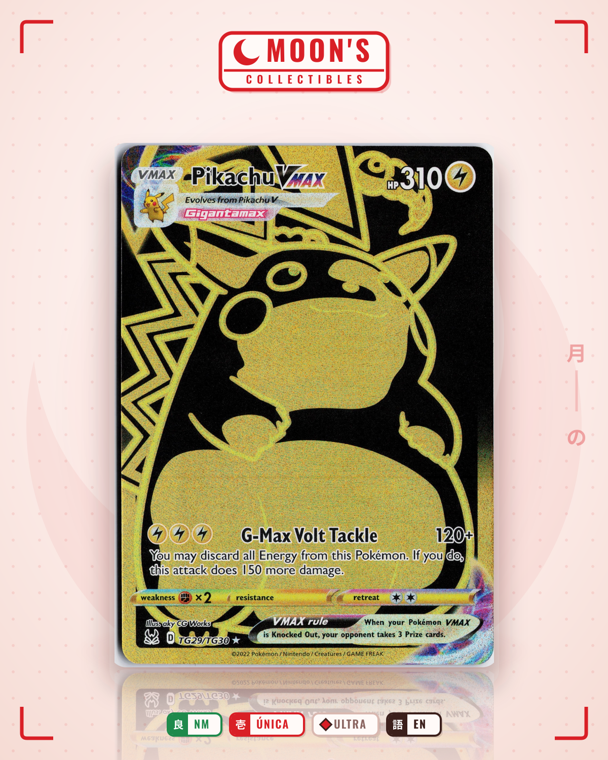 Carta Pokémon Pikachu VMAX · Lost Origin Trainer Gallery #TG29/TG30 (NM) — pieza única en Moon's Collectibles México