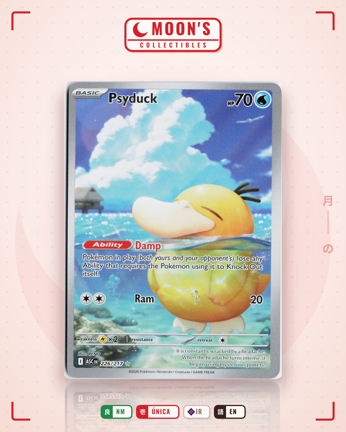 Carta Pokémon Psyduck · Ascended Heroes #226/217 (NM) — pieza única en Moon's Collectibles México