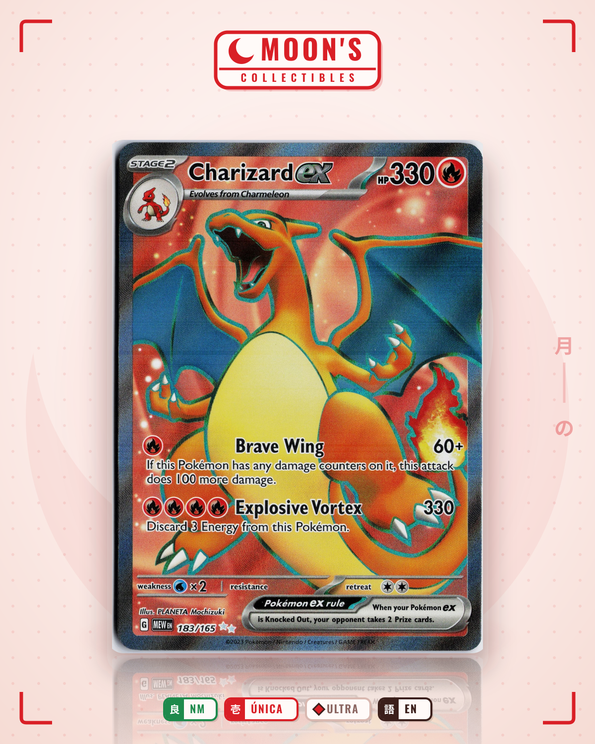 Carta Pokémon Charizard ex · 151 #183/165 (NM) — pieza única en Moon's Collectibles México