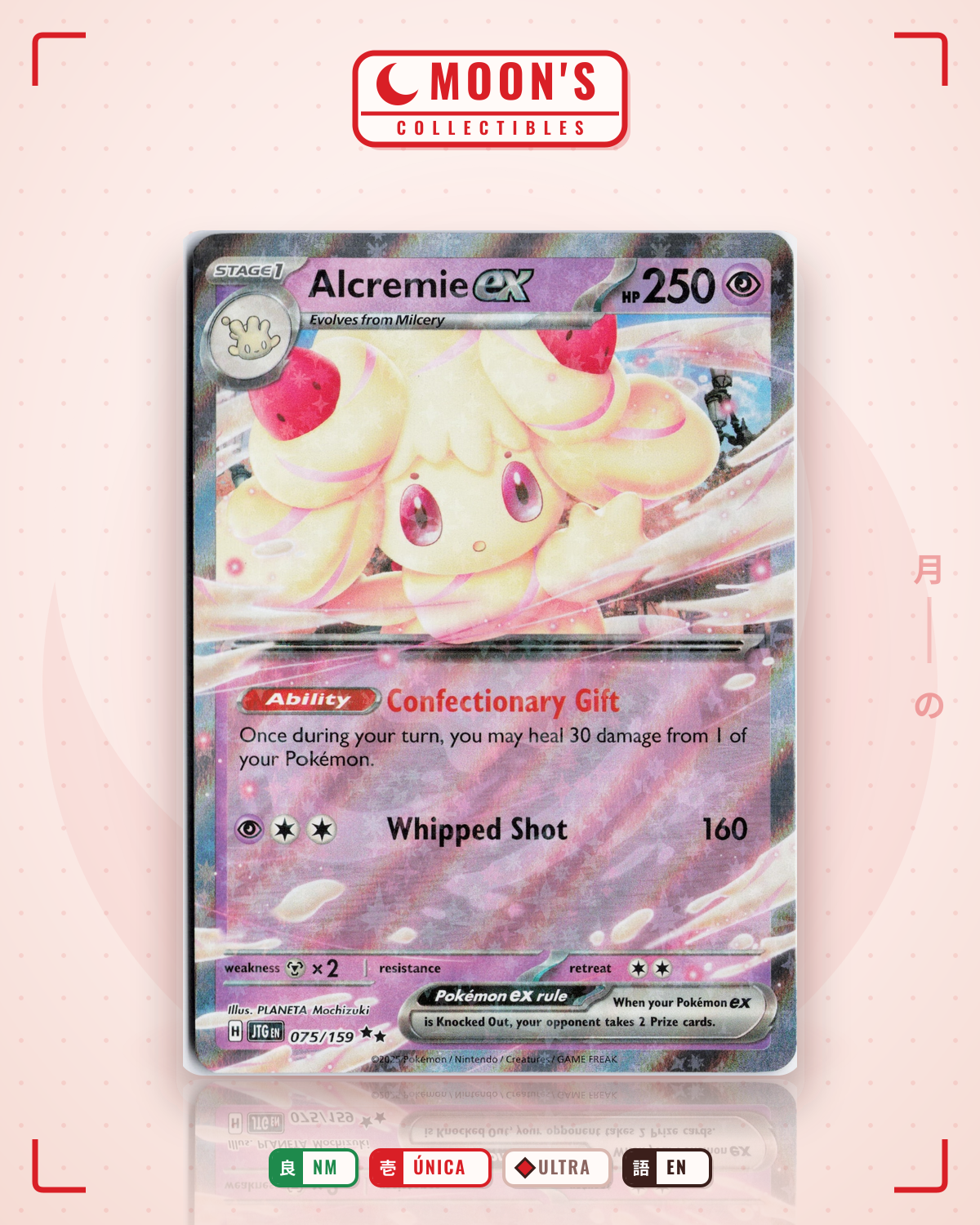 Carta Pokémon Alcremie ex · Journey Together #075/159 (NM) — pieza única en Moon's Collectibles México