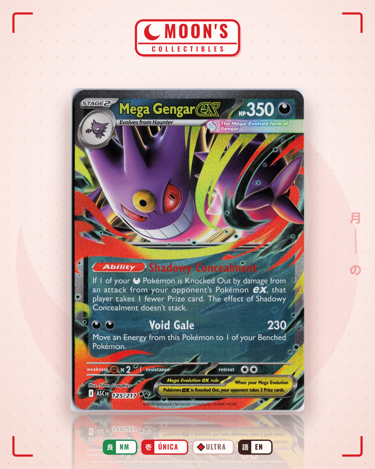 Carta Pokémon Mega Gengar ex · Ascended Heroes #125/217 (NM) — pieza única en Moon's Collectibles México