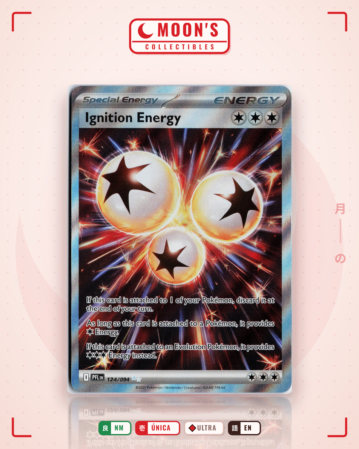 Carta Pokémon Ignition Energy · Phantasmal Flames #124/094 (NM) — pieza única en Moon's Collectibles México