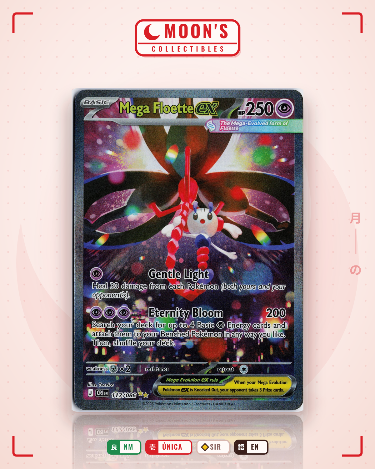 Carta Pokémon Mega Floette ex · Chaos Rising #117/086 (NM) — pieza única en Moon's Collectibles México