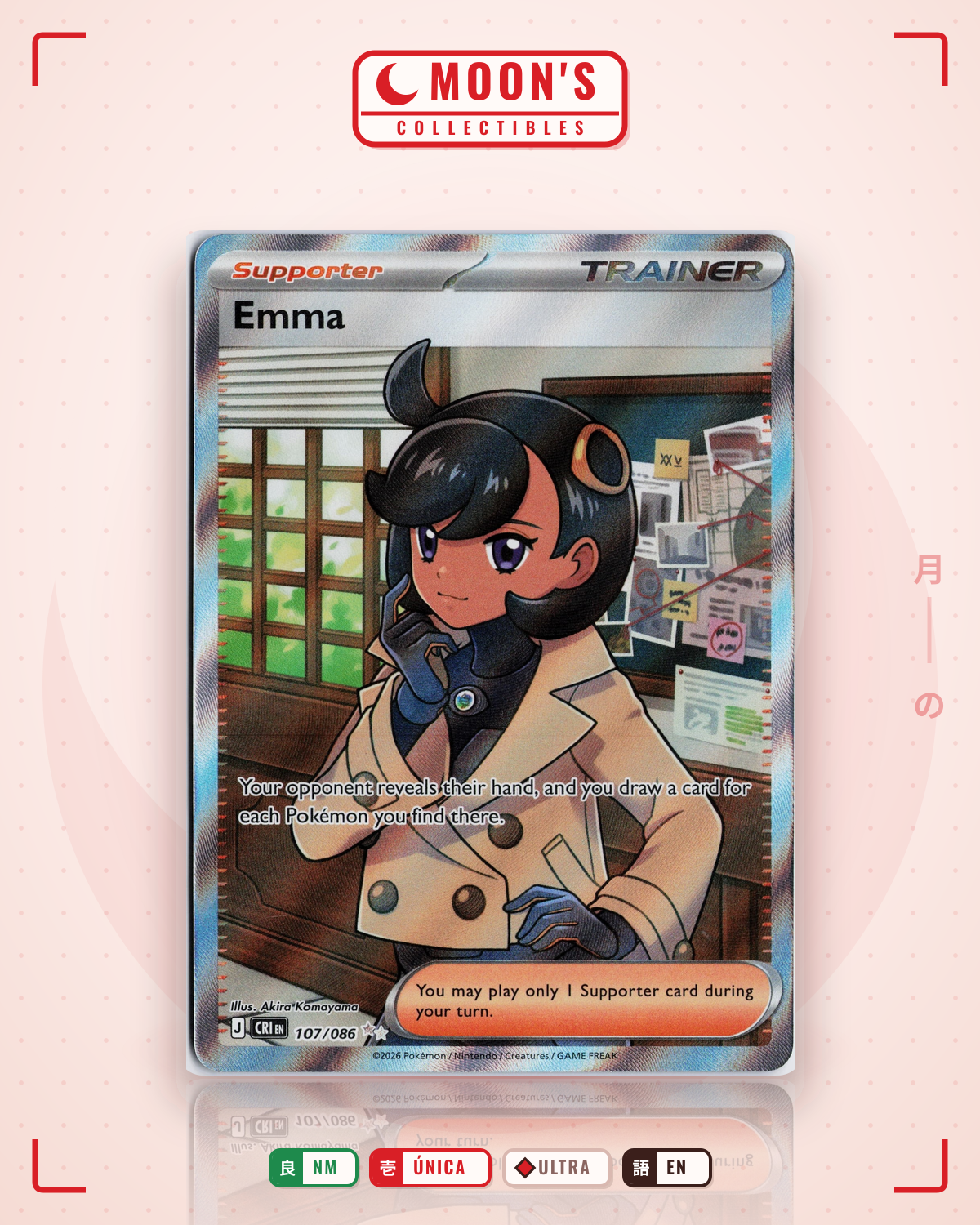 Carta Pokémon Emma · Chaos Rising #107/086 (NM) — pieza única en Moon's Collectibles México
