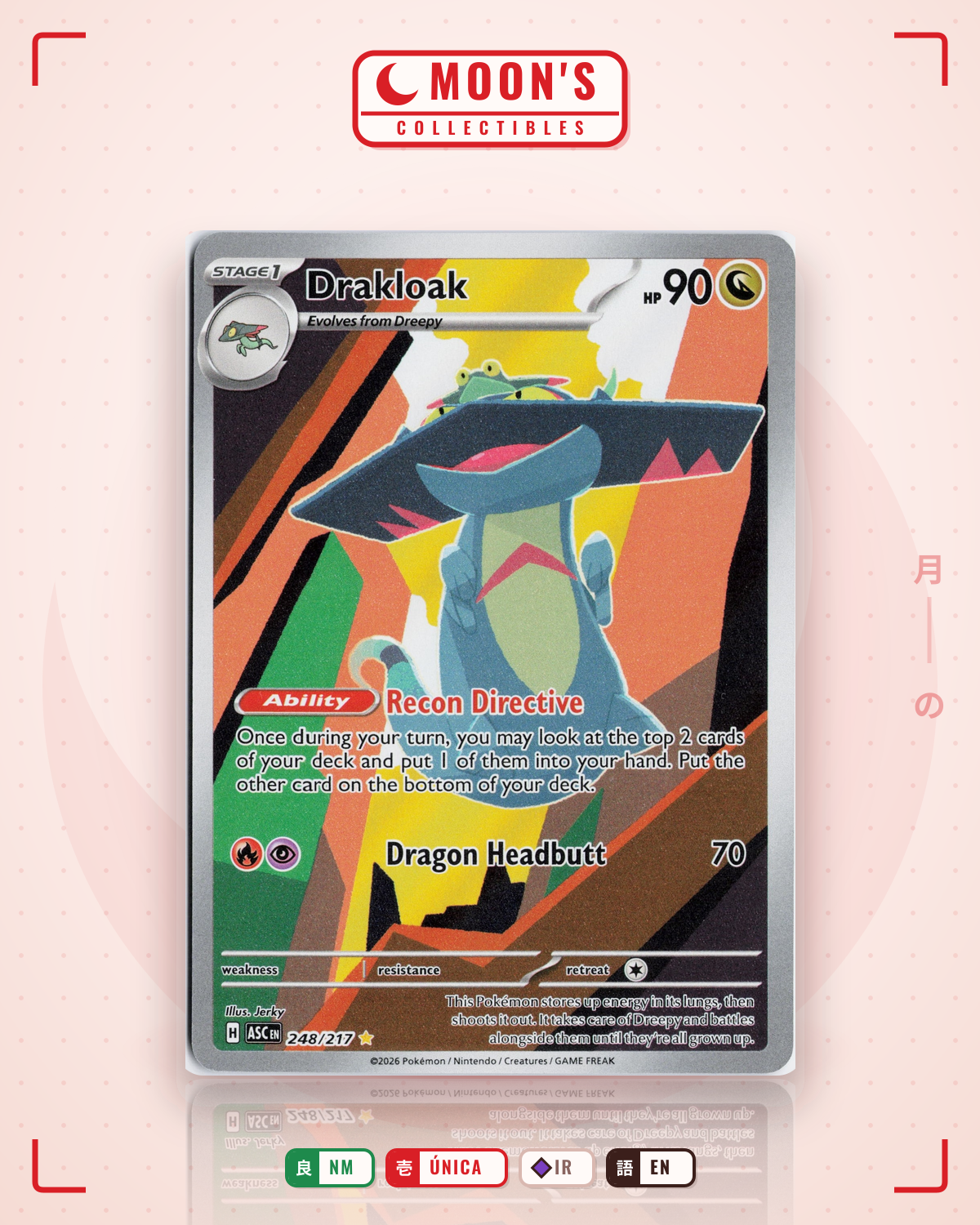 Carta Pokémon Drakloak · Ascended Heroes #248/217 (NM) — pieza única en Moon's Collectibles México