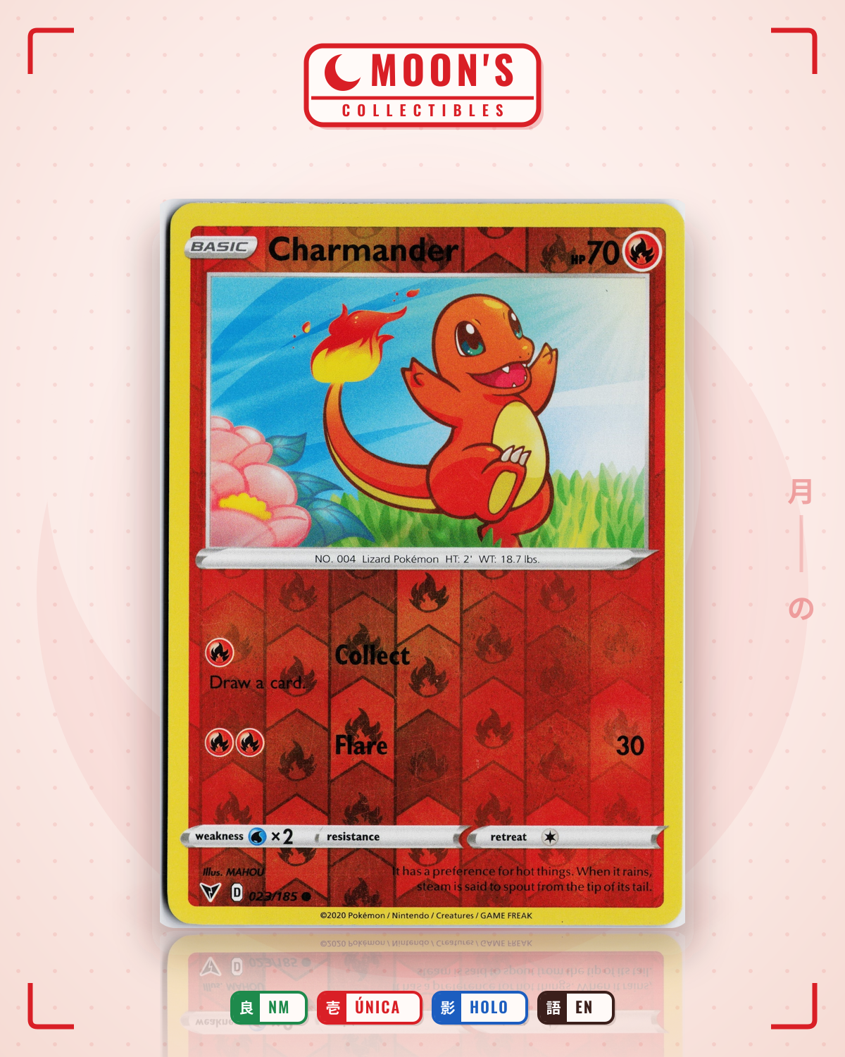 Carta Pokémon Charmander · Vivid Voltage #023/185 (NM) — pieza única en Moon's Collectibles México